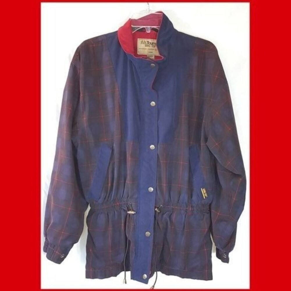Vintage Tourney Gore-Tex Golf Jacket Ladies Large Tartan Plaid Water Windproof